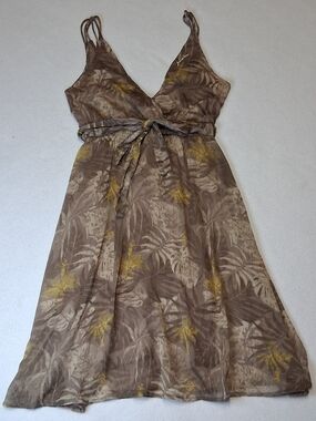Garcia Young Ladies Brown Tropical Print Sleeveless Wrap Dress